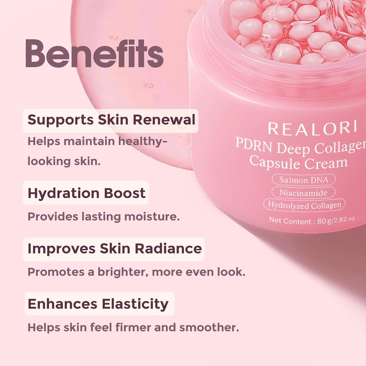 PDRN Collagen Capsule Cream & Deep Hydrating Overnight Gel Mask Set - Anti-Aging Face Moisturizer with Salmon DNA, Niacinamide & Peptides for Firming, Lifting, and Skin Revitalization - 2-Piece Bundle