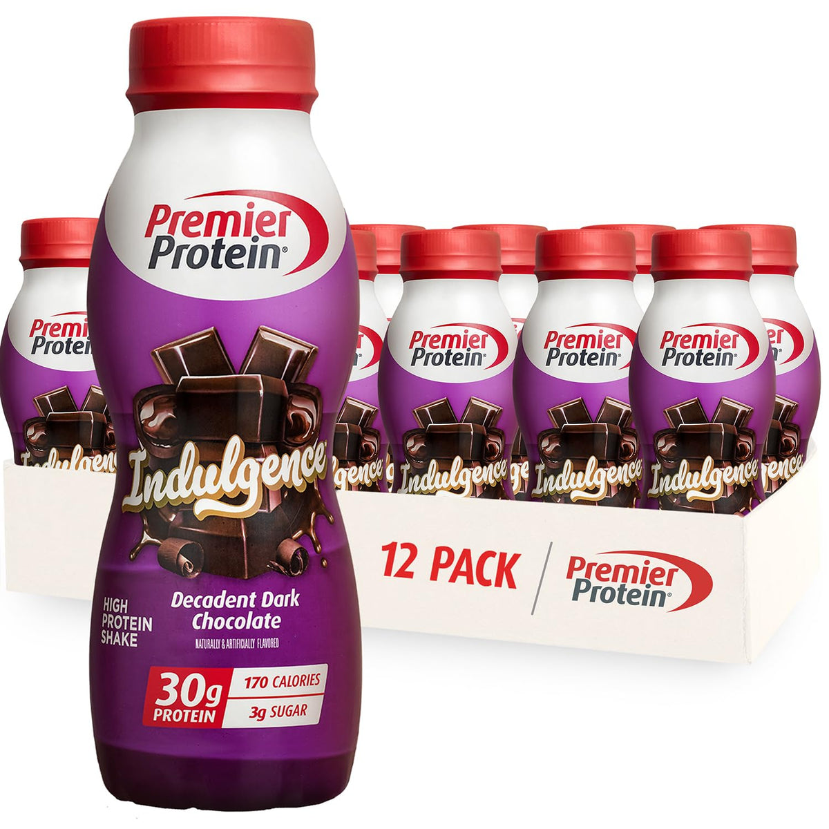 Premier Protein INDULGENCE 30g Shake, Decadent Dark Chocolate, 12 Pack