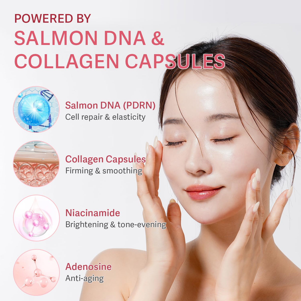 PDRN Collagen Capsule Cream & Deep Hydrating Overnight Gel Mask Set - Anti-Aging Face Moisturizer with Salmon DNA, Niacinamide & Peptides for Firming, Lifting, and Skin Revitalization - 2-Piece Bundle