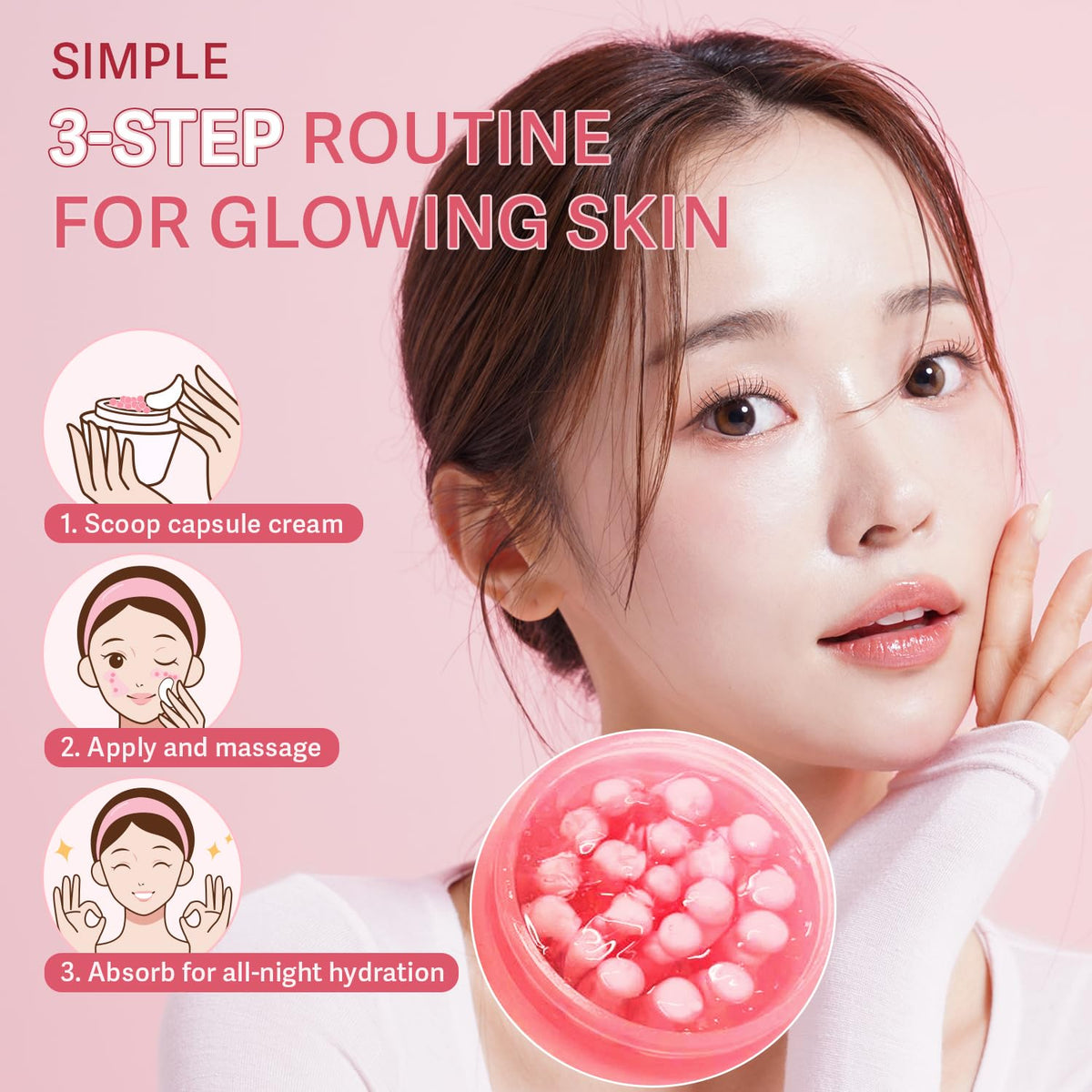 PDRN Collagen Capsule Cream & Deep Hydrating Overnight Gel Mask Set - Anti-Aging Face Moisturizer with Salmon DNA, Niacinamide & Peptides for Firming, Lifting, and Skin Revitalization - 2-Piece Bundle