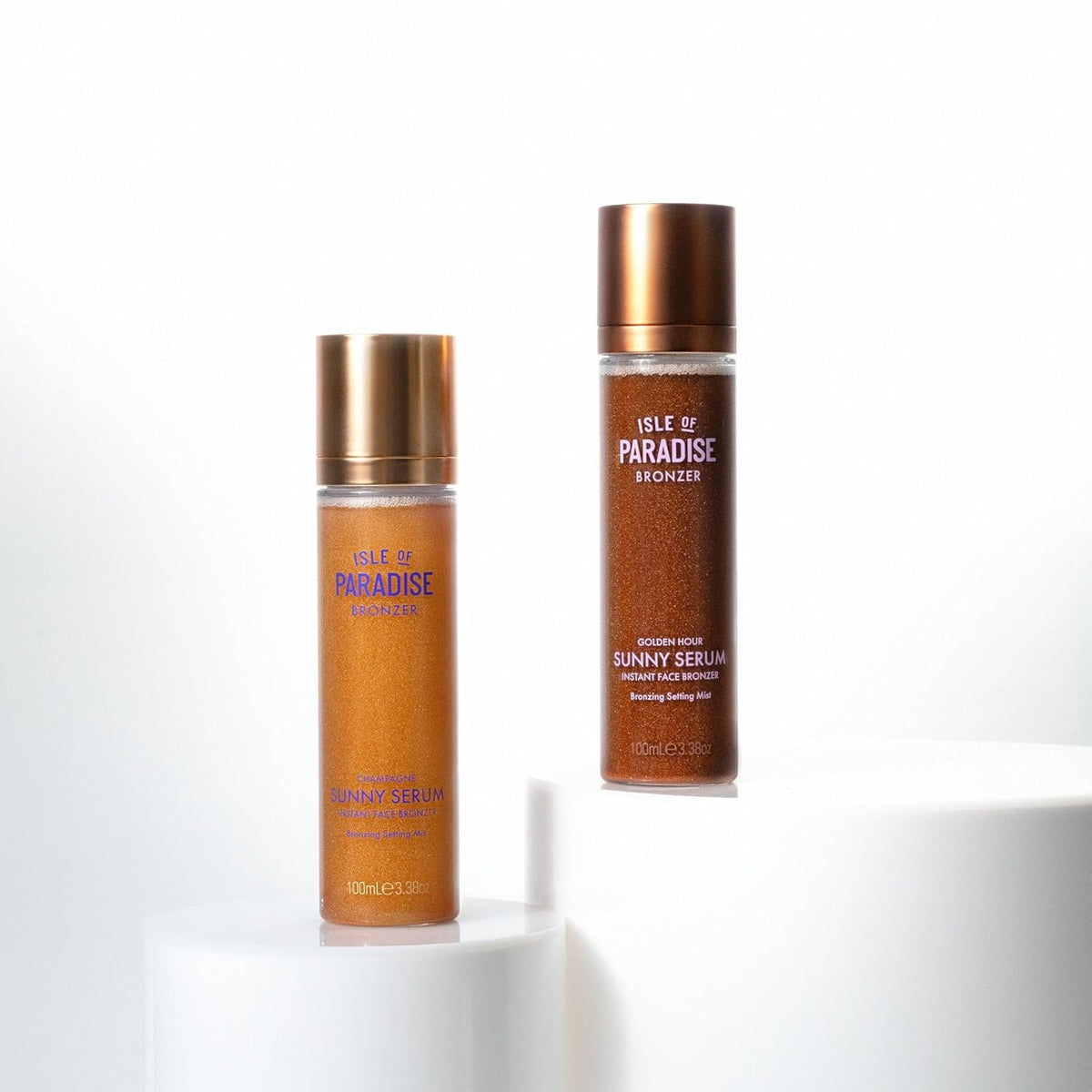 Isle of Paradise Sunny Serum Instant Bronzing Setting Mist- Golden Hour, Hydrating & Illuminating Makeup Setting Spray, Lightweight Formula, Vitamin B5 & Antioxidants, 3.38 fl. oz/100 ml Bottle
