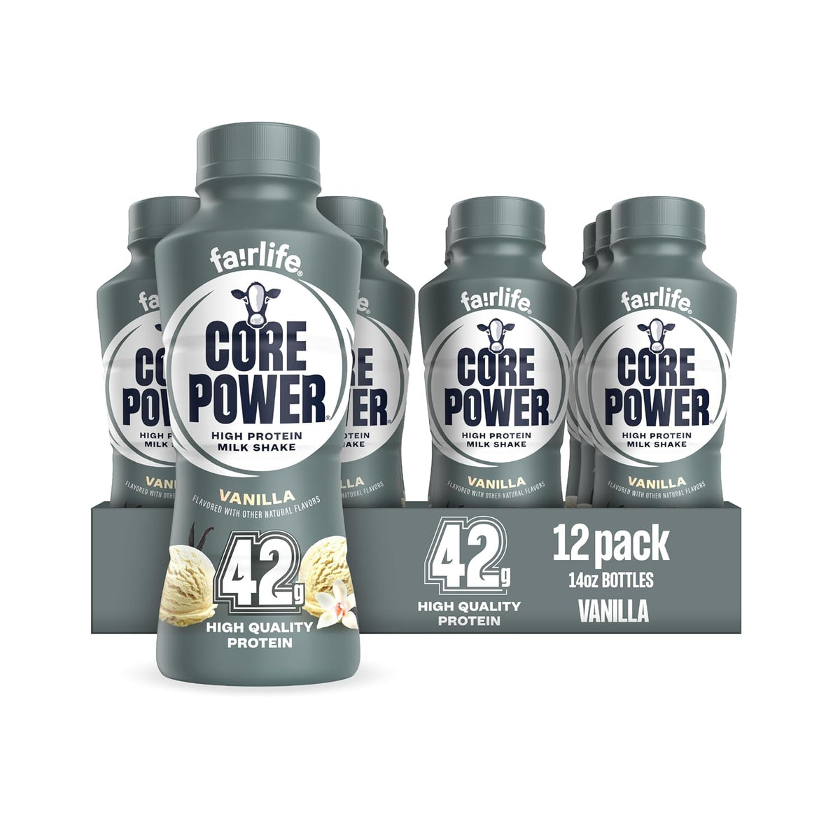 Core Power Fairlife Elite 42g High Protein Milk Shake, Ready To Drink for Workout Recovery, Vanilla, 14 Fl Oz (Pack of 12)