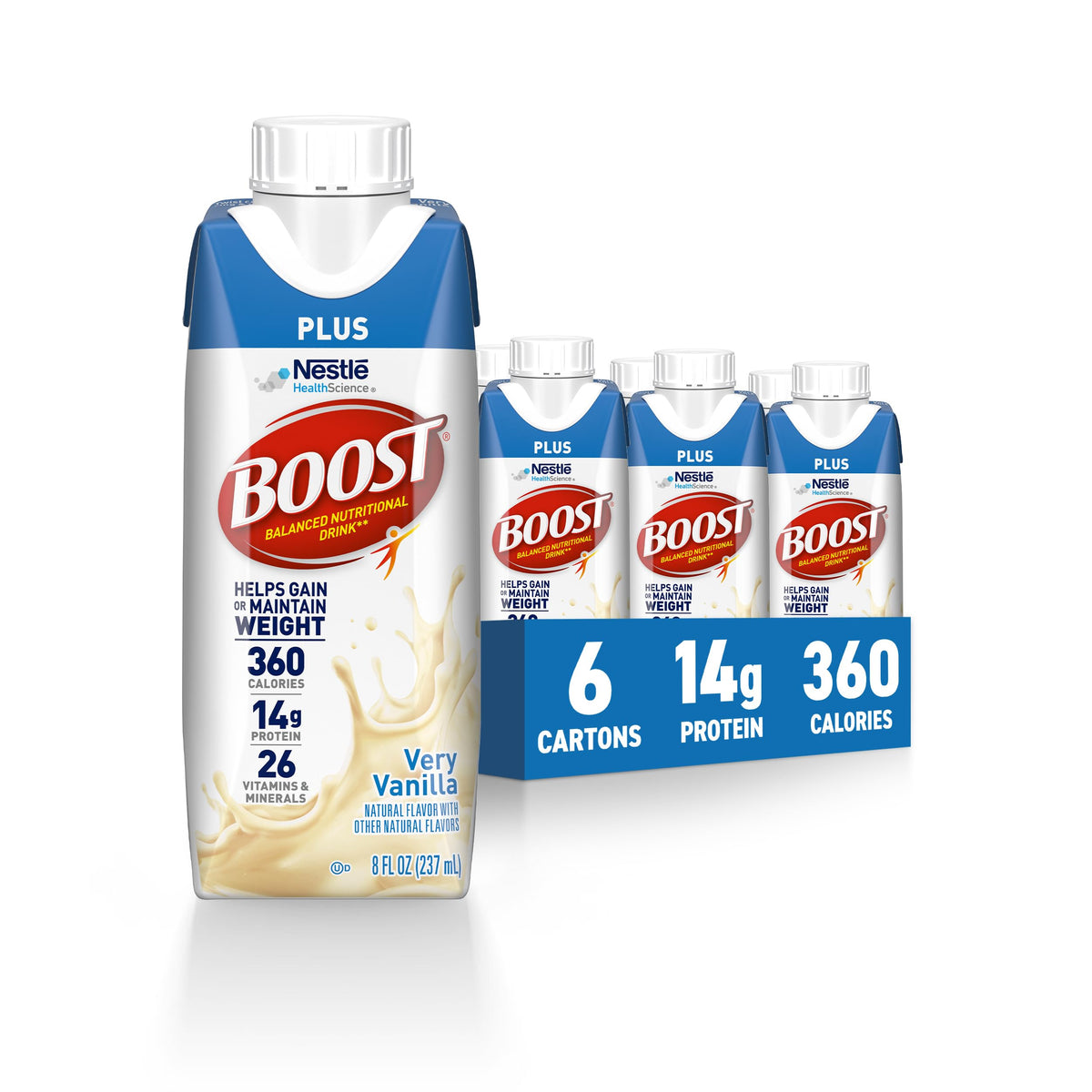 BOOST Plus Nutritional Drink, Rich Chocolate, 8 fl oz (Pack of 24)