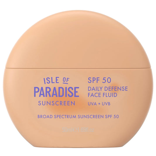 Isle Of Paradise Daily Defense Face Fluid SPF 50 Sunscreen, Broad-Spectrum UVA/UVB Protection, Lightweight & Non-Greasy, Liquid Face Sunscreen for All Skin Types, 1.69 fl. Oz