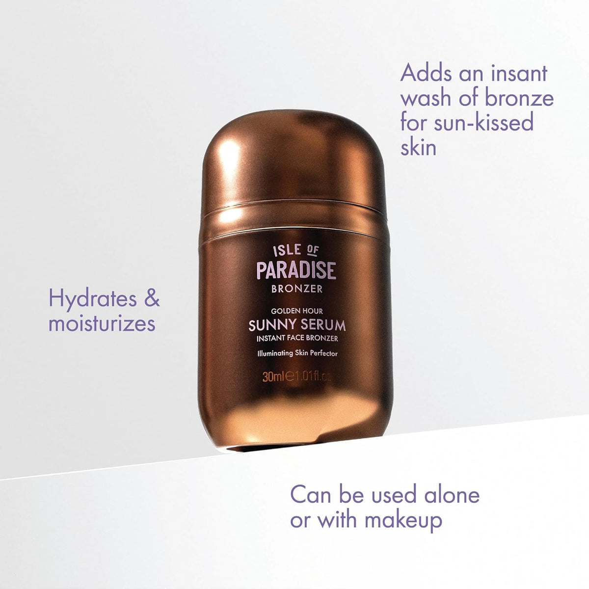 Isle of Paradise Sunny Serum Bronzing Serum – Instantly Illuminating Liquid Face Bronzer with Niacinamide, Buildable Wash-Off Formula for Versatile Wear – 1.01 fl oz