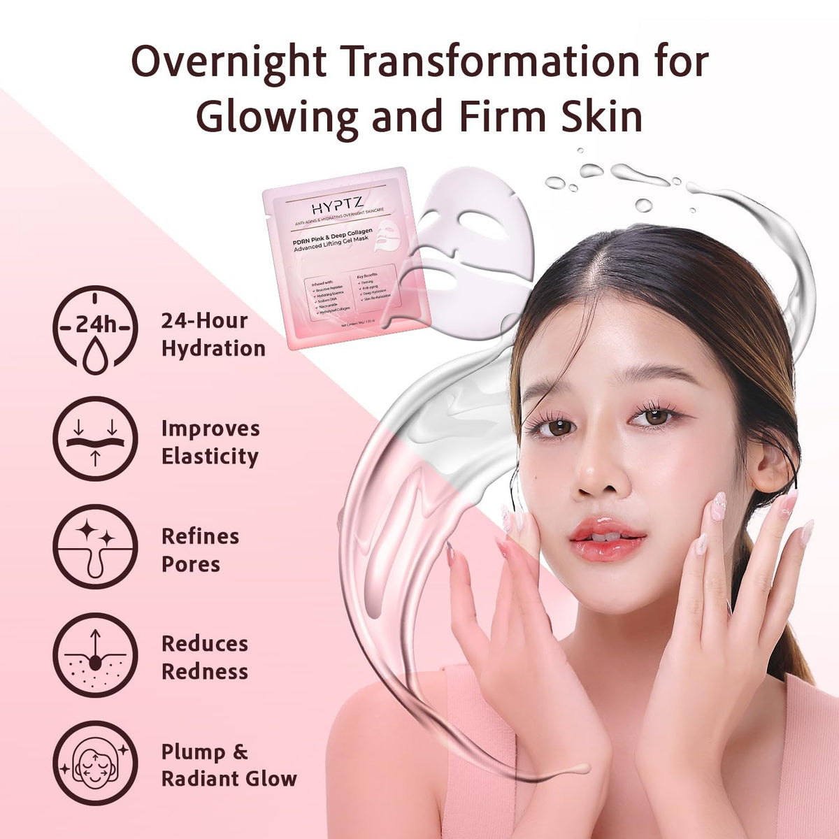 realori Salmon DNA PDRN Collagen Face Mask – Korean Face Mask for Glass Skin – Collagen Face Masks Skincare Overnight Hydrogel – Firming, Hydrating Face Masks, Pink Collagen Mask 4-Pack
