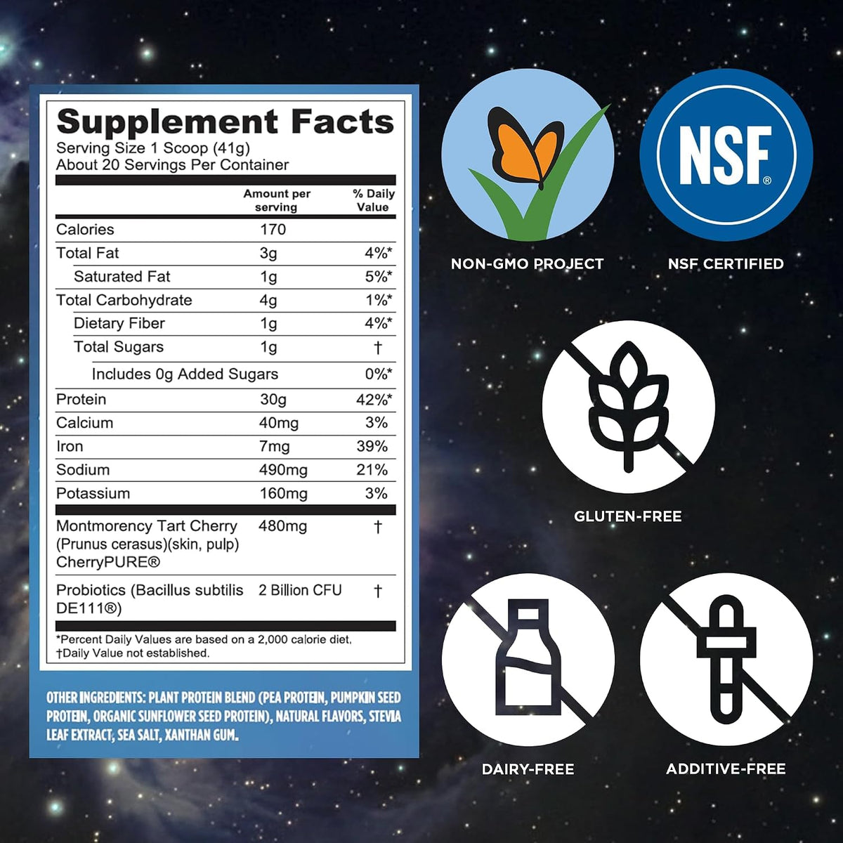 Vega Protein + Recovery, Vanilla – 30g Vegan Protein, Dairy & Gluten Free, Probiotics, NSF Certified, 28.8 oz (20 Servings)