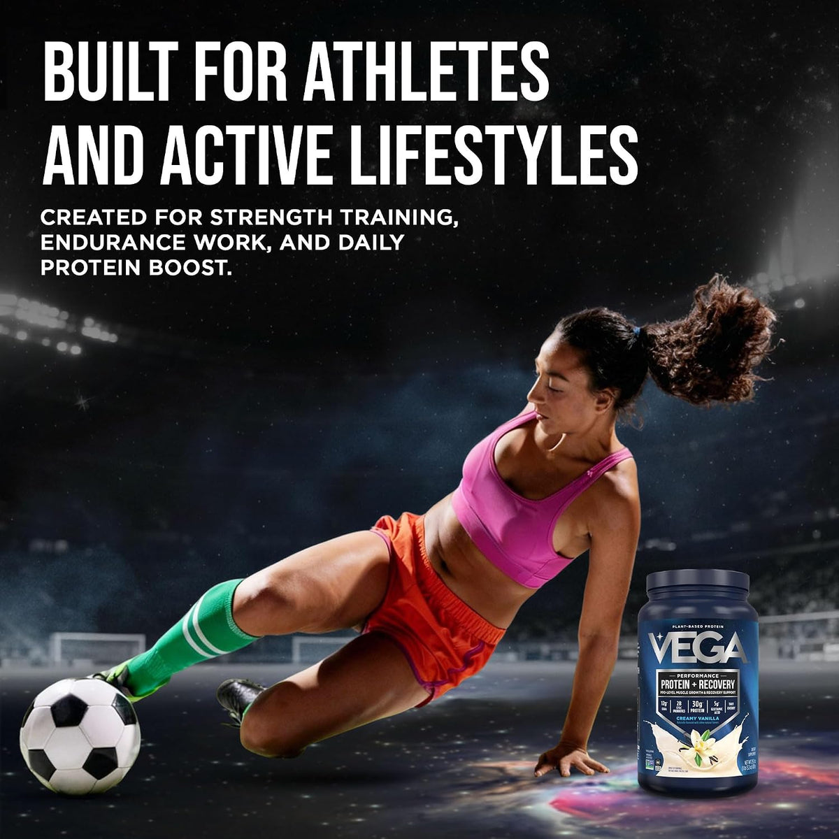 Vega Protein + Recovery, Vanilla – 30g Vegan Protein, Dairy & Gluten Free, Probiotics, NSF Certified, 28.8 oz (20 Servings)