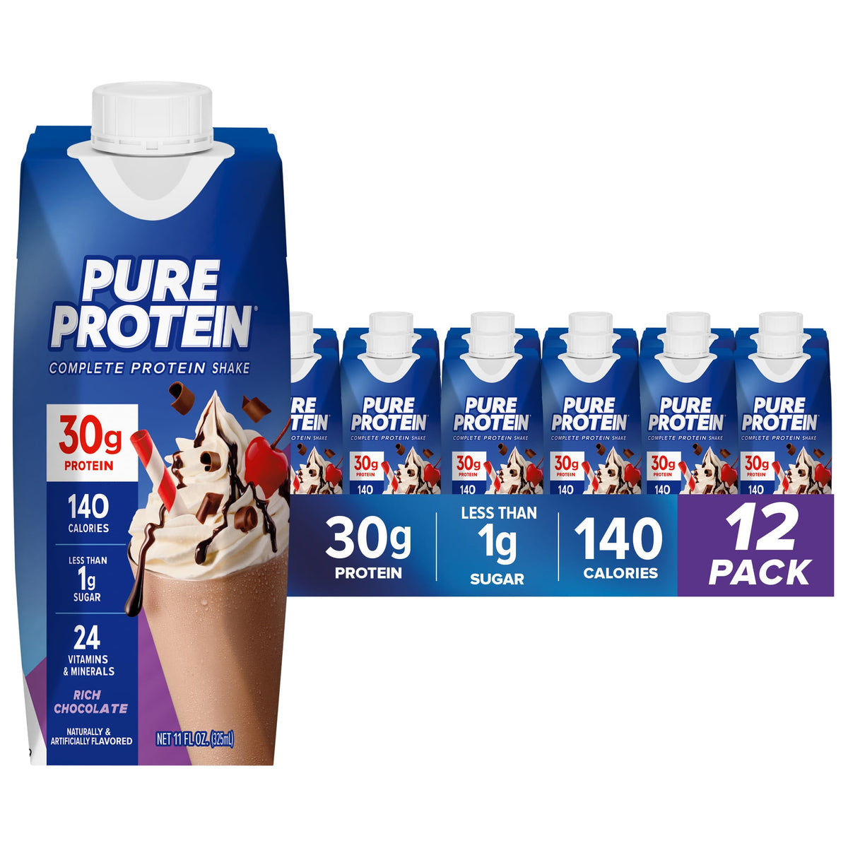Pure Protein Vanilla Protein Shake, 30g Complete Protein, 12 Ct