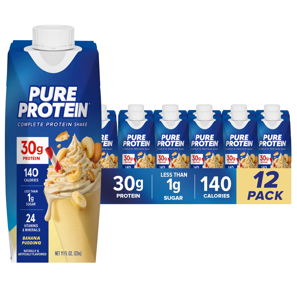 Pure Protein Vanilla Protein Shake, 30g Complete Protein, 12 Ct