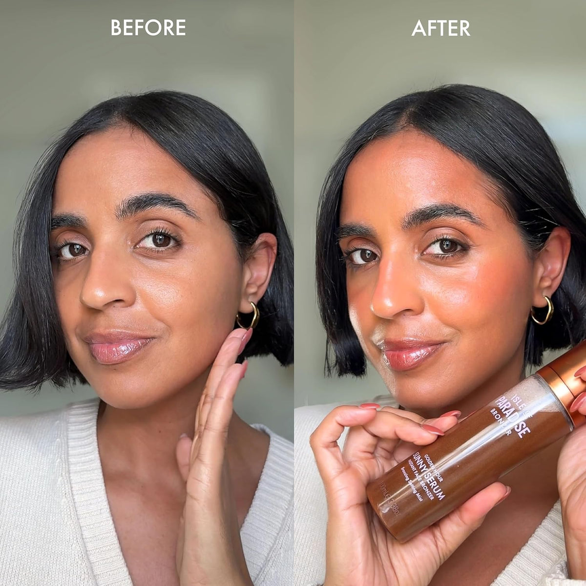 Isle of Paradise Sunny Serum Instant Bronzing Setting Mist- Golden Hour, Hydrating & Illuminating Makeup Setting Spray, Lightweight Formula, Vitamin B5 & Antioxidants, 3.38 fl. oz/100 ml Bottle