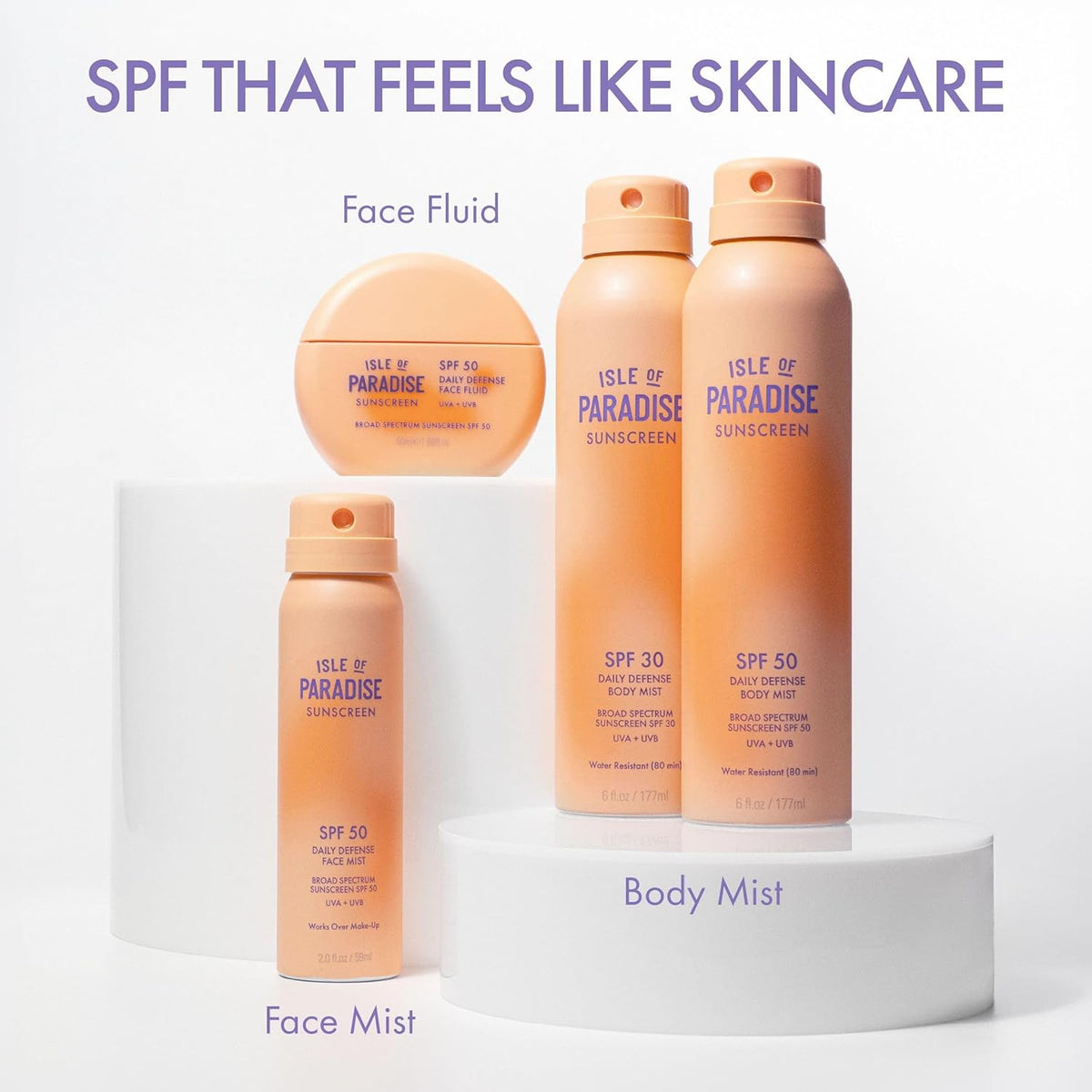 Isle Of Paradise Daily Defense Face Fluid SPF 50 Sunscreen, Broad-Spectrum UVA/UVB Protection, Lightweight & Non-Greasy, Liquid Face Sunscreen for All Skin Types, 1.69 fl. Oz