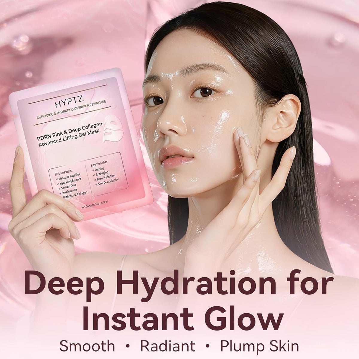PDRN Collagen Capsule Cream & Deep Hydrating Overnight Gel Mask Set - Anti-Aging Face Moisturizer with Salmon DNA, Niacinamide & Peptides for Firming, Lifting, and Skin Revitalization - 2-Piece Bundle